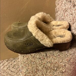 UGG Green Shearling Lined Clogs